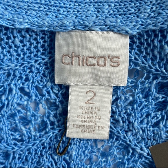 Chico’s Patrice Shrug Linen Blend Cardigan Sweater 3/4 Sleeves Manganese Blue - Picture 10 of 15